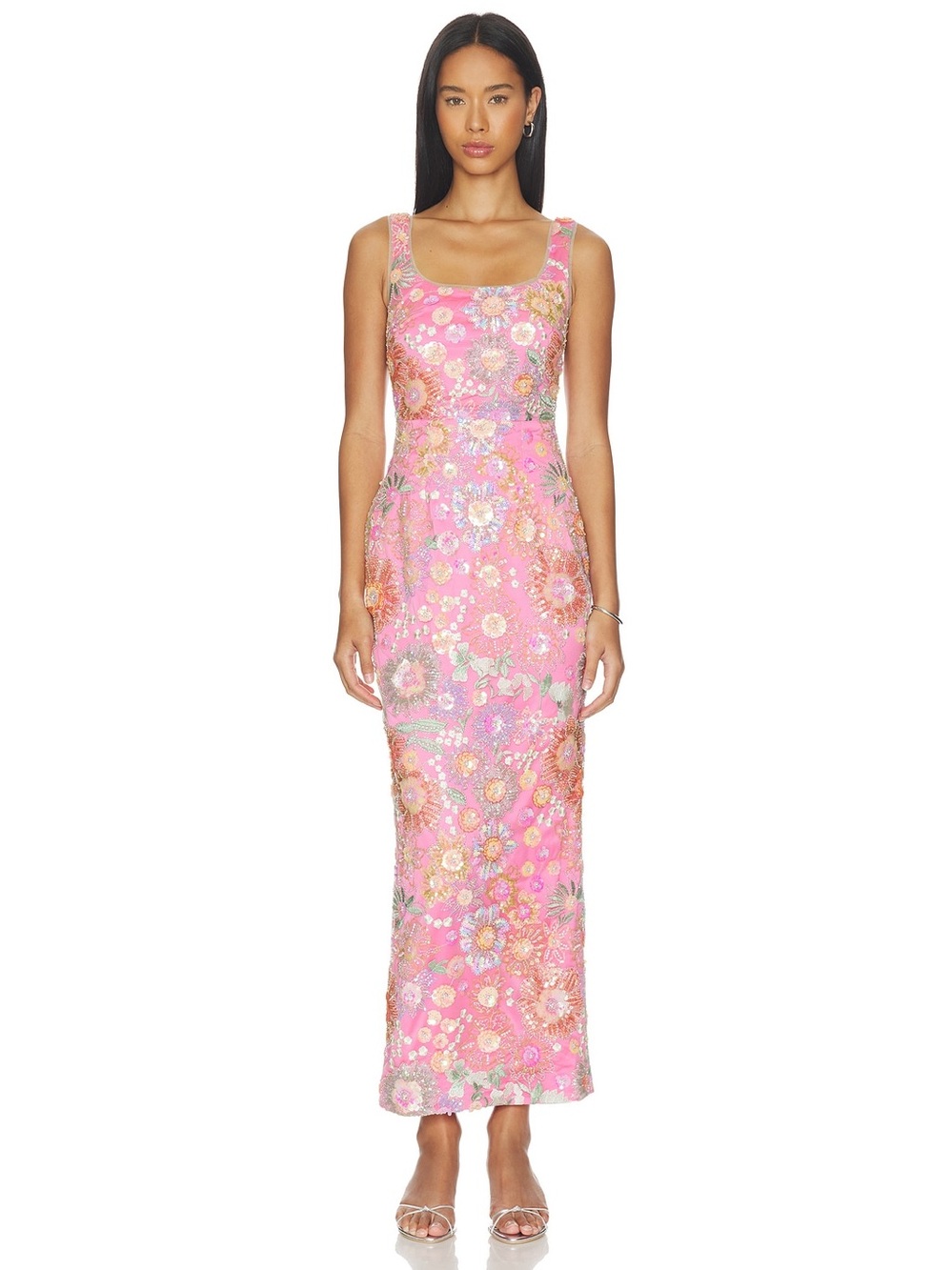 Elliatt Nathalie Sequin Floral Column Gown Dress - Picture 2 of 8